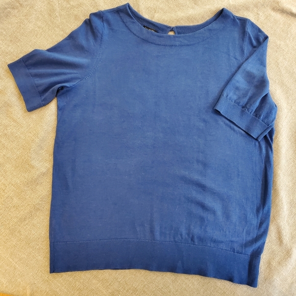 Talbots Short Sleeves Sweater Sz L Blue - Picture 8 of 9